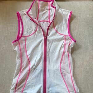 Lululemon sleeveless top with full zipper Size 4 Run Neon Mesh